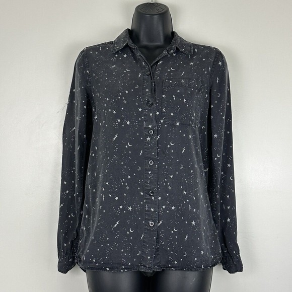 Marine Layer Valley XS Star Celestial Print Gray Button Down Shirt Top - Picture 2 of 14